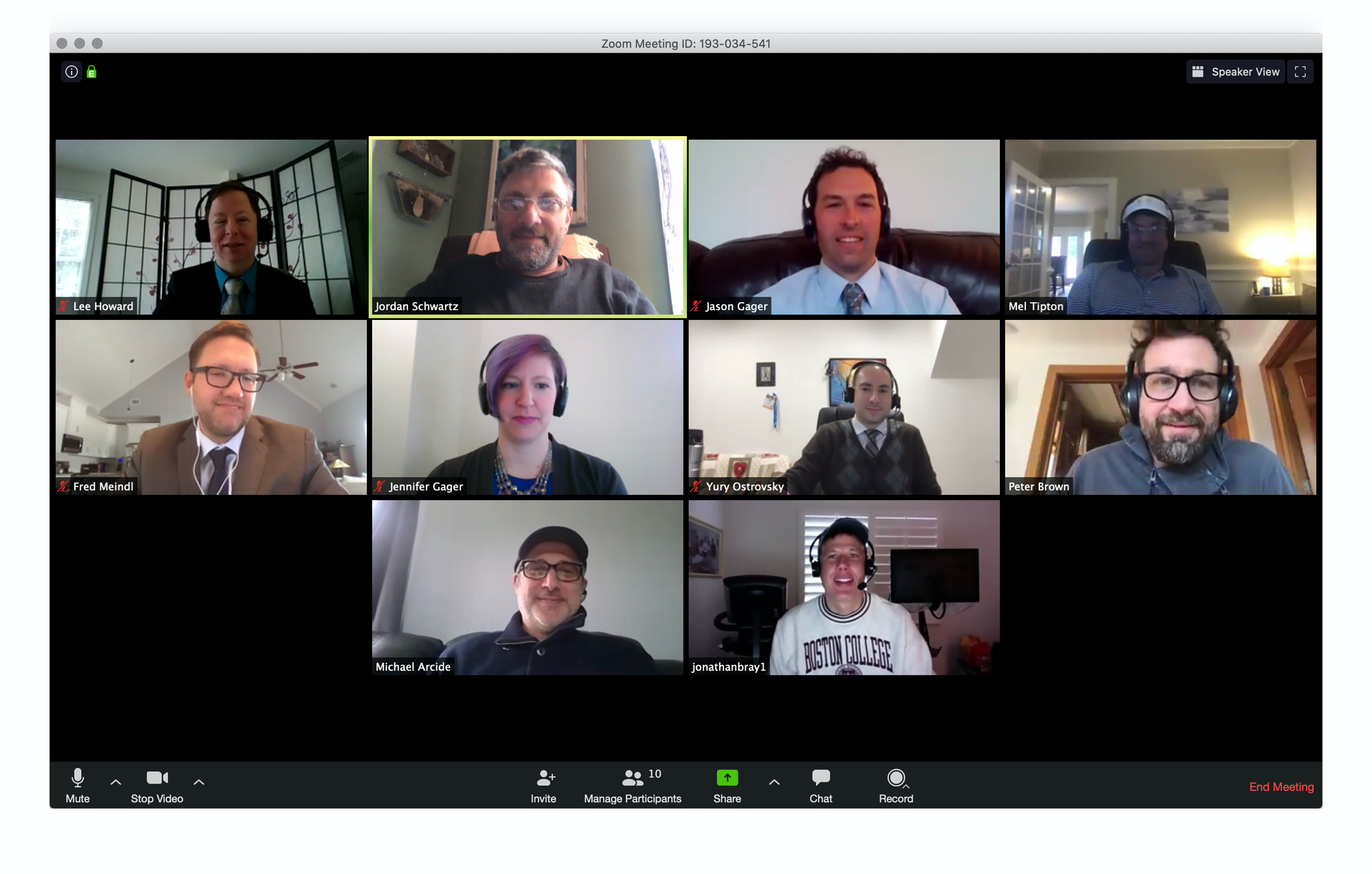 A Zoom meeting display